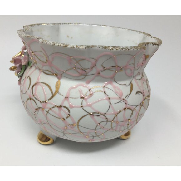 Vintage 3 Legged Lefton China Hand Painted Bowl/Planter Marked 50441 - Picture 7 of 10